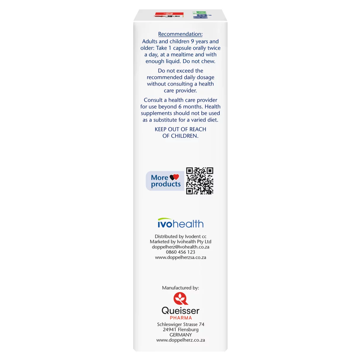 Illustration of the product packaging Doppelherz aktiv O-Mega Brain side view left